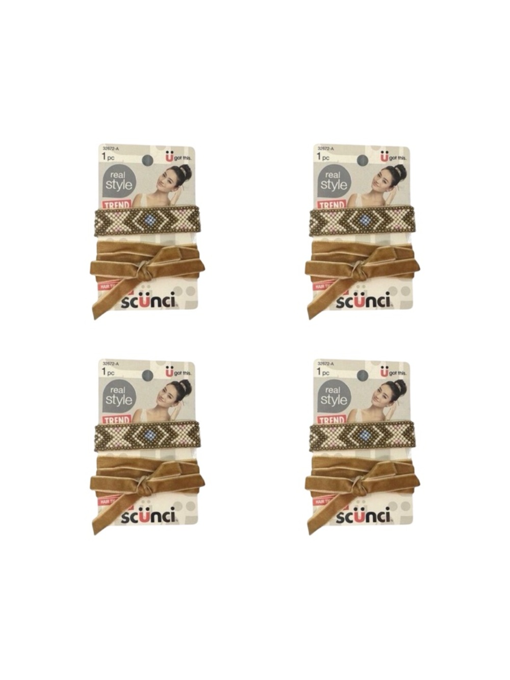 SCUNCI Multi-Wear Hair Tie, Bracelet, & Bun-Cuff - Set of 4